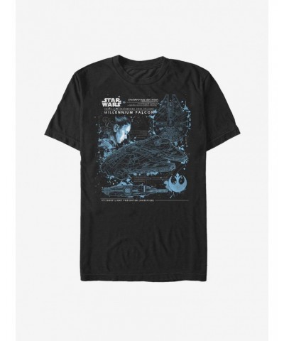 Star Wars Millennium Falcon Plans T-Shirt $4.97 T-Shirts