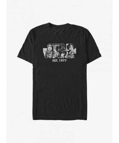 Star Wars Logo Filled Characters EST. 1977 T-Shirt $7.61 T-Shirts