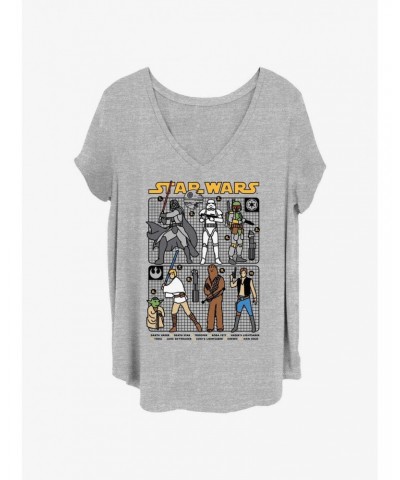 Star Wars Character Grid Infocard Girls T-Shirt Plus Size $8.32 T-Shirts