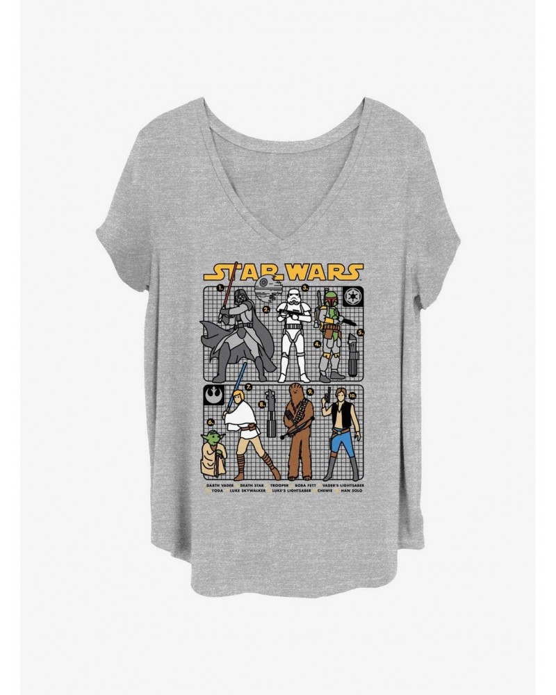 Star Wars Character Grid Infocard Girls T-Shirt Plus Size $8.32 T-Shirts