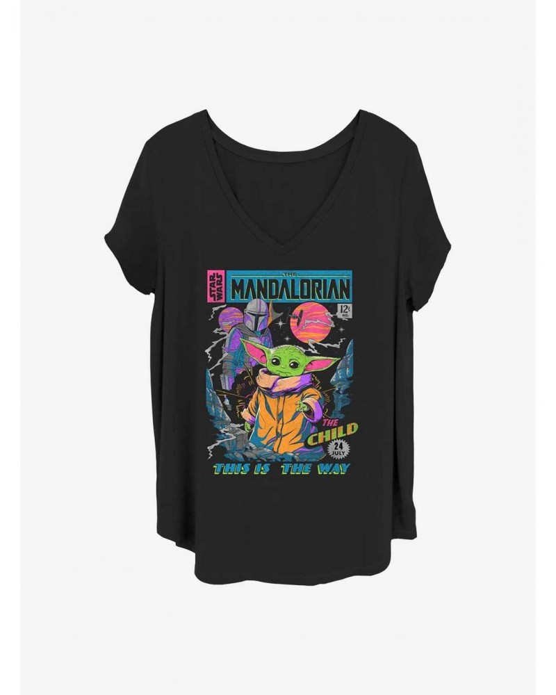 Star Wars The Mandalorian Neon Poster Girls T-Shirt Plus Size $7.40 T-Shirts