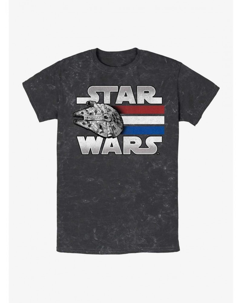 Star Wars Falcon Blast Off Mineral Wash T-Shirt $7.57 T-Shirts