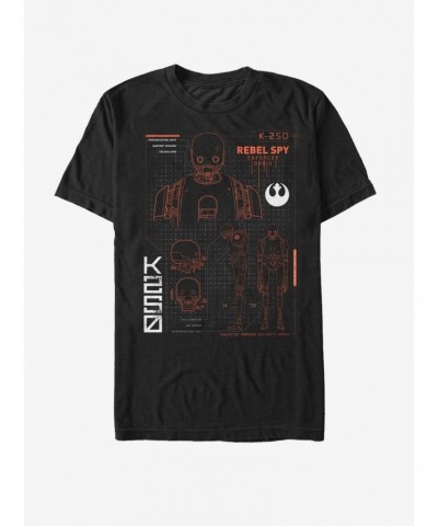 Star Wars K-2SO Rebel Spy Schematic Print T-Shirt $7.61 T-Shirts