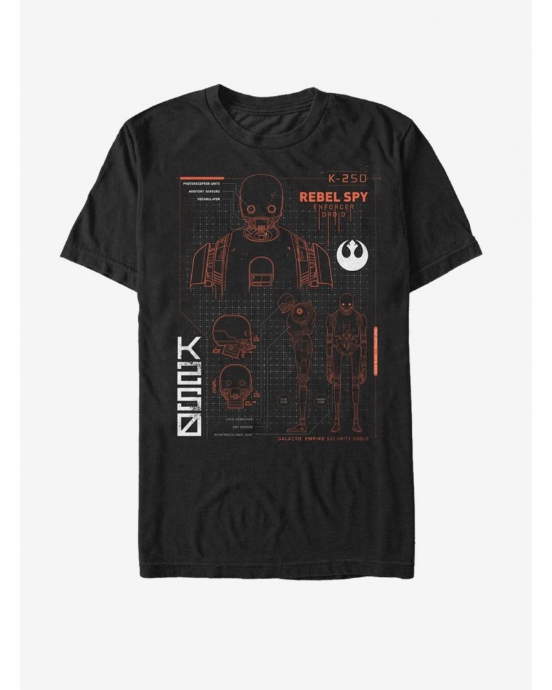 Star Wars K-2SO Rebel Spy Schematic Print T-Shirt $7.61 T-Shirts