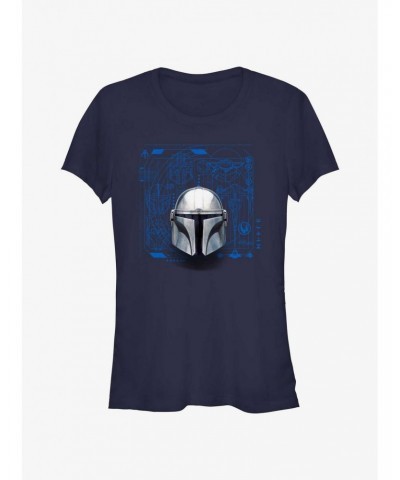 Star Wars The Mandalorian Mando Helmet Schematic Girls T-Shirt $7.28 T-Shirts