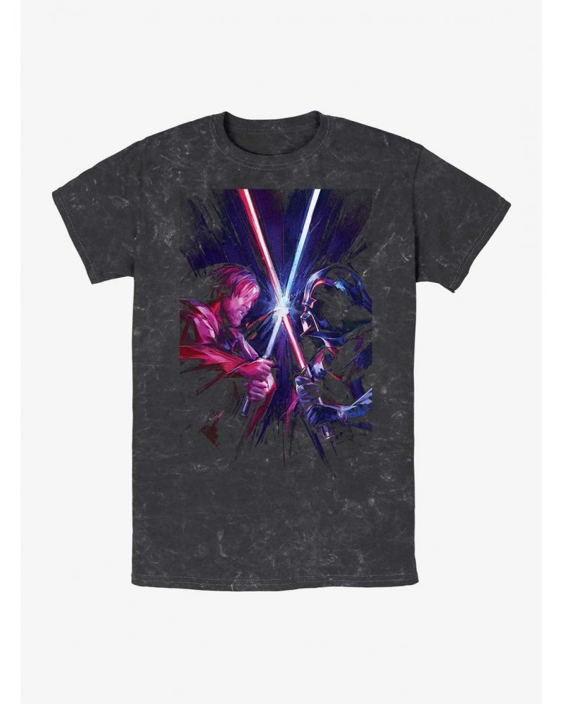 Star Wars Kenobi and Vader Saber Clash Mineral Wash T-Shirt $6.40 T-Shirts