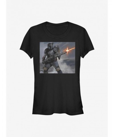 Star Wars The Mandalorian Mando Fire Girls T-Shirt $7.77 T-Shirts