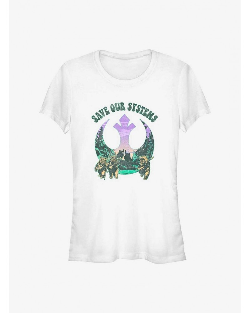 Star Wars Earth Day Ewok Allies Save Our Systems Girls T-Shirt $5.50 T-Shirts