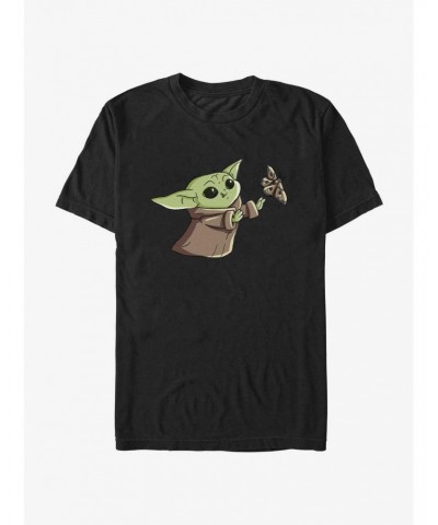 Star Wars The Mandalorian Grogu Yummy Butterfly T-Shirt $6.52 T-Shirts