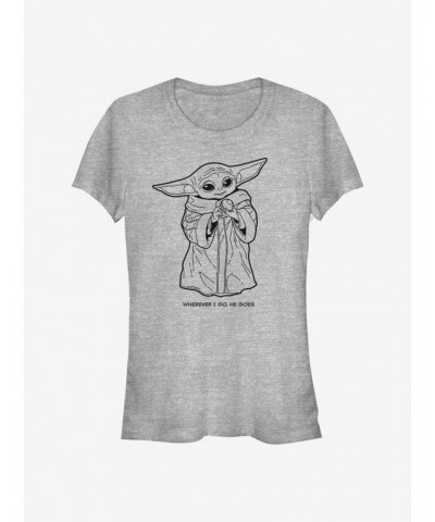 Star Wars The Mandalorian Wherever I Go The Child Girls T-Shirt $7.12 T-Shirts