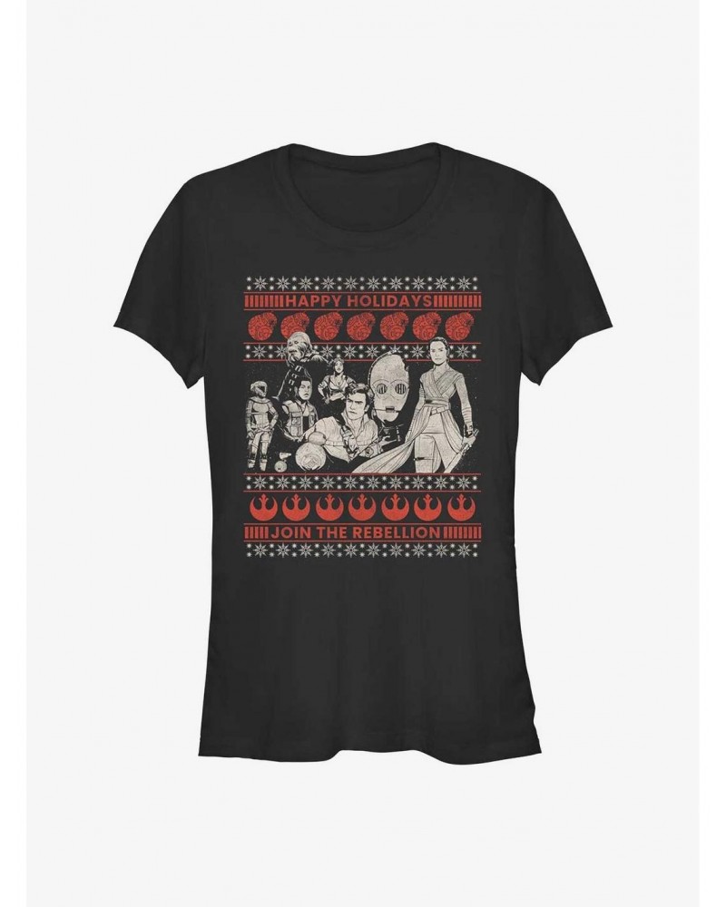 Star Wars: The Rise Of Skywalker Rebellion Ugly Holiday Girls T-Shirt $7.77 T-Shirts