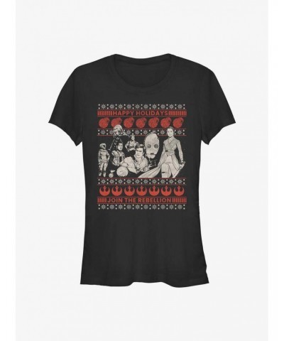 Star Wars: The Rise Of Skywalker Rebellion Ugly Holiday Girls T-Shirt $7.77 T-Shirts