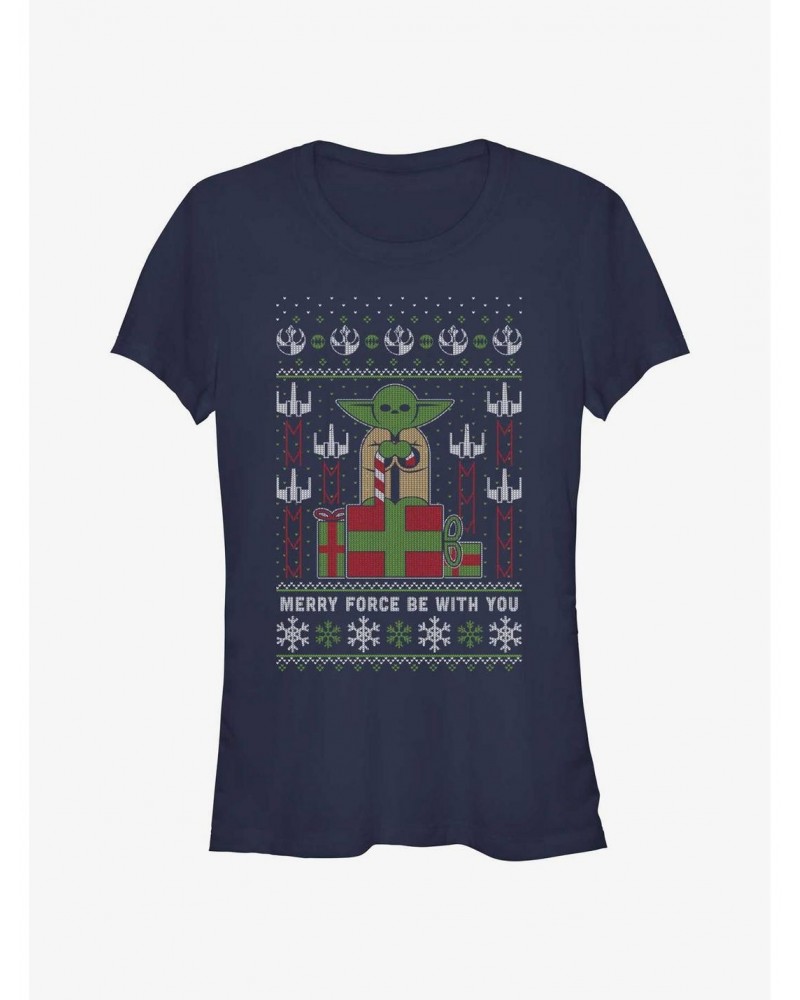 Star Wars Yoda Ugly Christmas Girls T-Shirt $5.66 T-Shirts