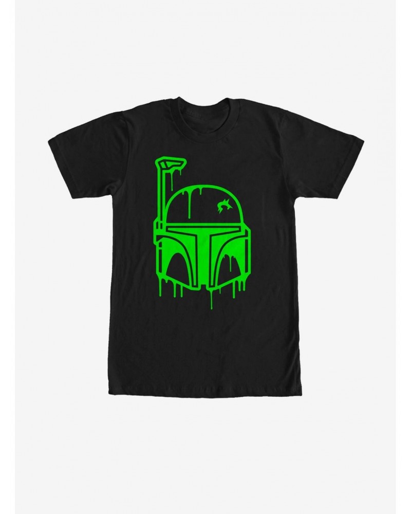 Star Wars Halloween Dripping Boba Fett Helmet T-Shirt $7.61 T-Shirts