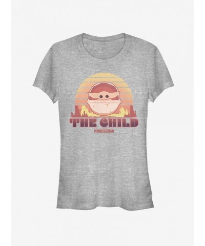 Star Wars The Mandalorian The Child Sunset Girls T-Shirt $7.93 T-Shirts