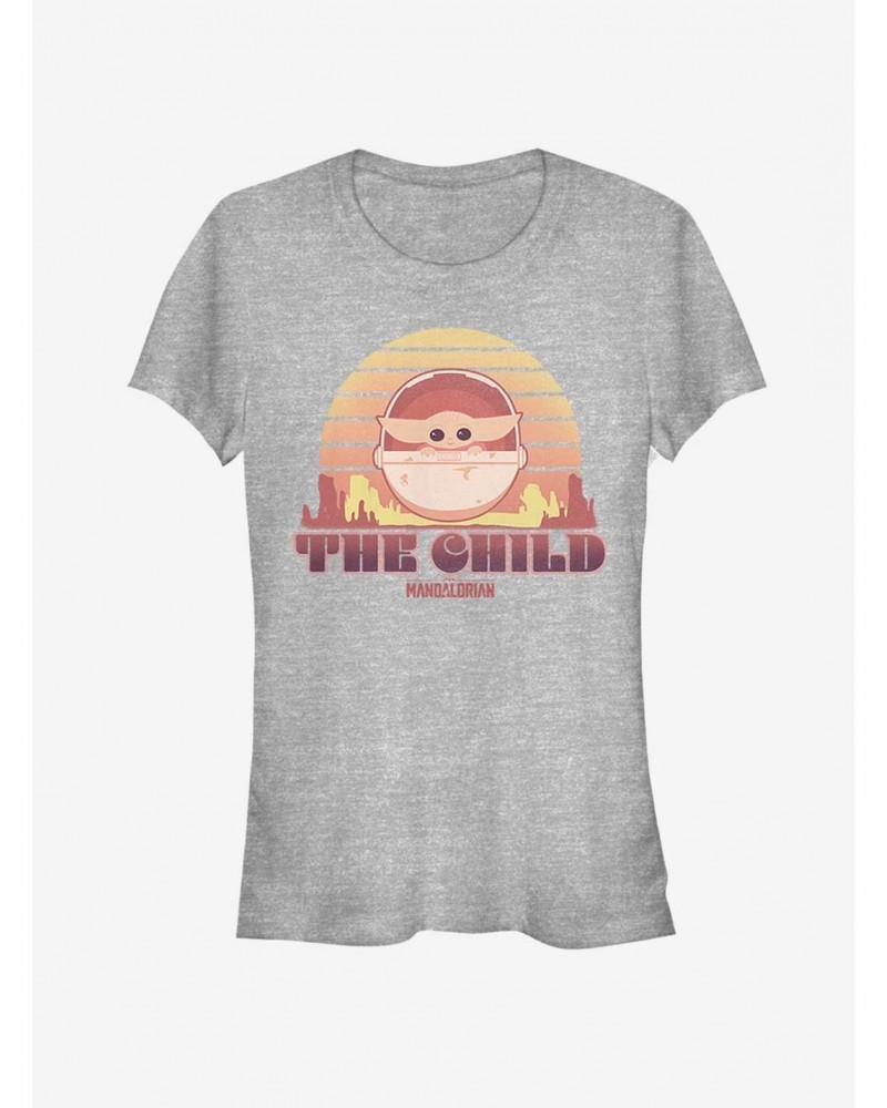 Star Wars The Mandalorian The Child Sunset Girls T-Shirt $7.93 T-Shirts