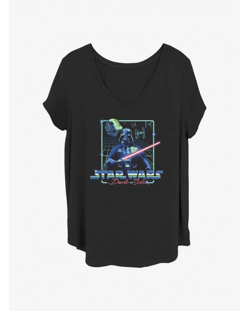 Star Wars Dark Side Chrome Grid Girls T-Shirt Plus Size $11.56 T-Shirts