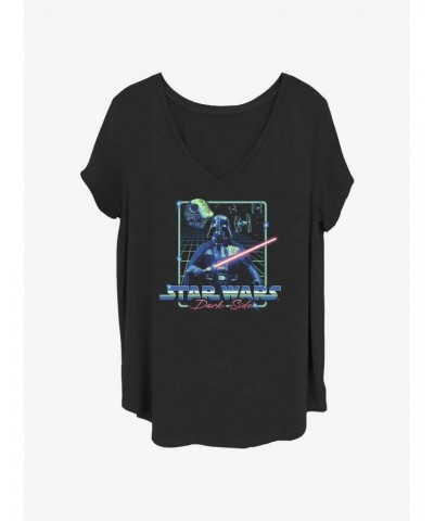 Star Wars Dark Side Chrome Grid Girls T-Shirt Plus Size $11.56 T-Shirts