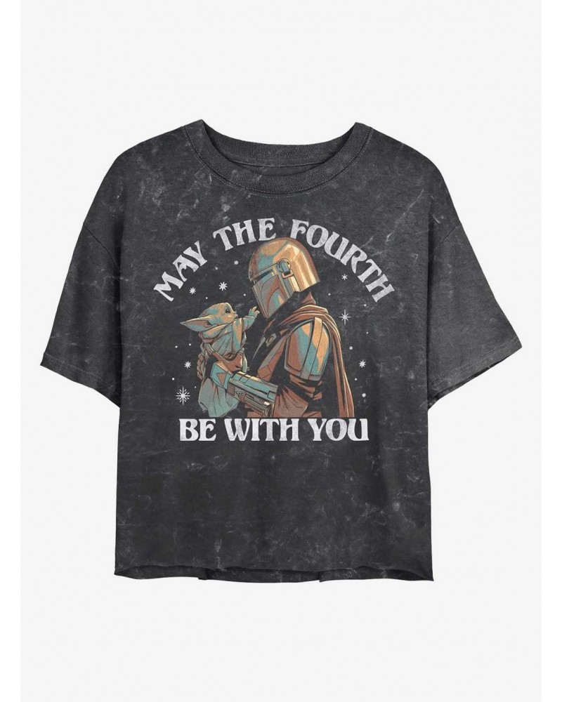 Star Wars The Mandalorian May The Fourth Be With You Mineral Wash Crop Girls T-Shirt $7.17 T-Shirts