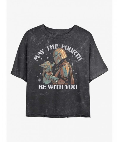 Star Wars The Mandalorian May The Fourth Be With You Mineral Wash Crop Girls T-Shirt $7.17 T-Shirts