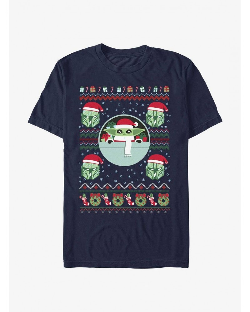 Star Wars The Mandalorian Grogu Ugly Christmas T-Shirt $7.77 T-Shirts