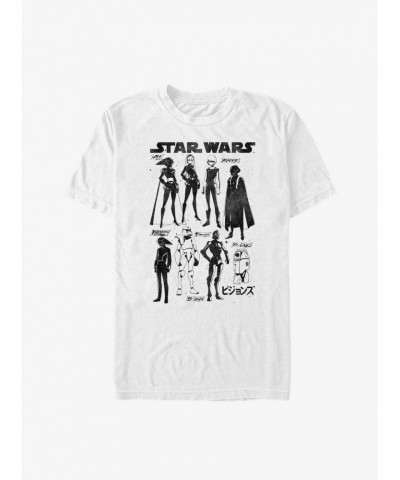 Star Wars: Visions Inked Sketched Characters T-Shirt $6.06 T-Shirts