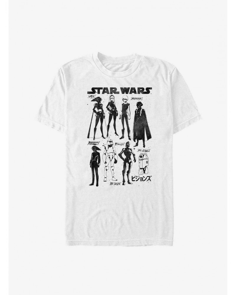 Star Wars: Visions Inked Sketched Characters T-Shirt $6.06 T-Shirts