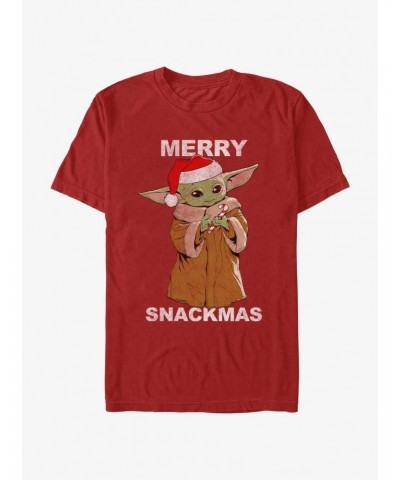 Star Wars The Mandalorian Grogu Merry Snackmas T-Shirt $7.45 T-Shirts