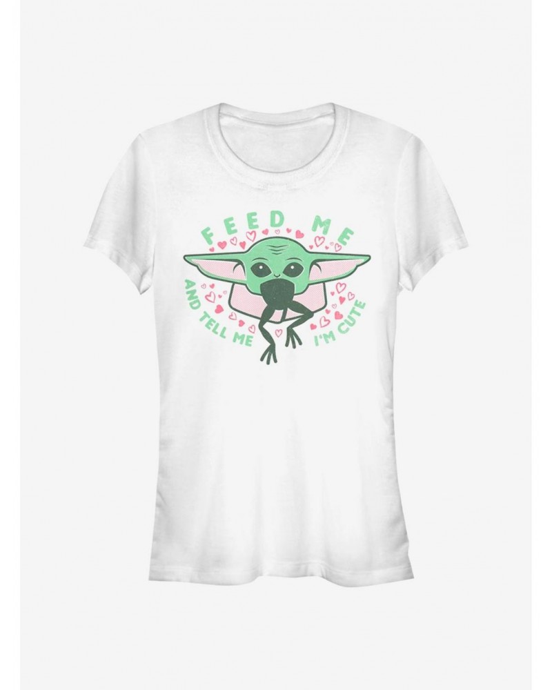 Star Wars The Mandalorian Feed Me And Tell Me I'm Cute The Child Girls T-Shirt $7.93 T-Shirts