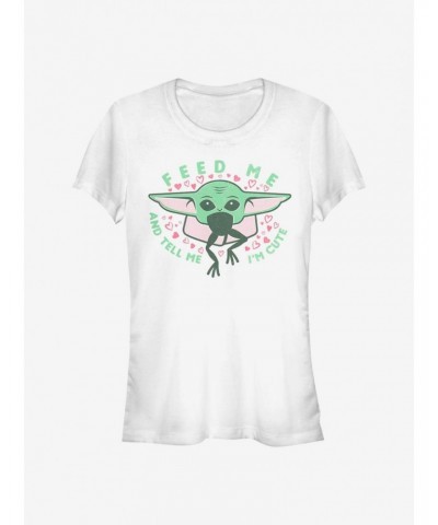 Star Wars The Mandalorian Feed Me And Tell Me I'm Cute The Child Girls T-Shirt $7.93 T-Shirts