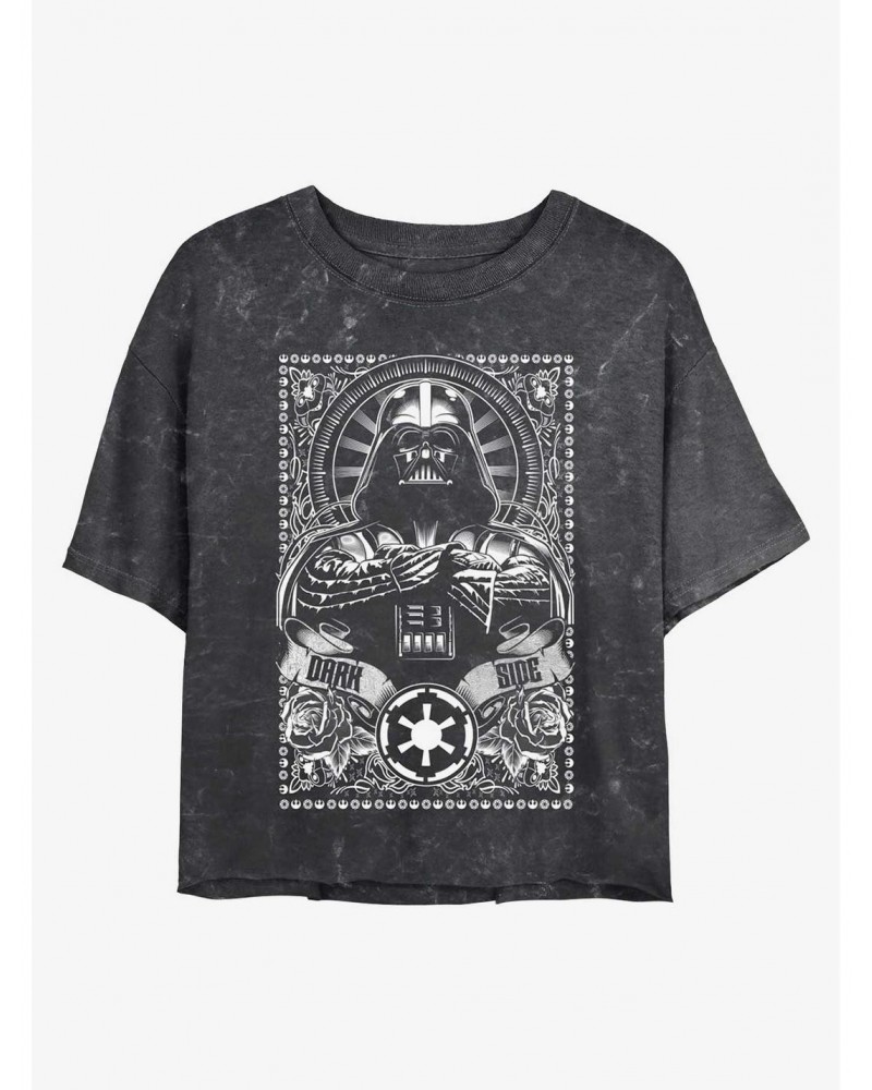 Star Wars Vader Dark Side Mineral Wash Girls Crop T-Shirt $7.34 T-Shirts