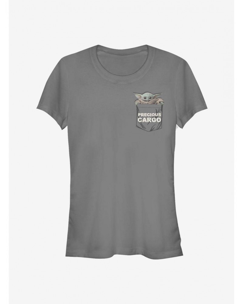 Star Wars The Mandalorian The Child Precious Cargo Faux Pocket Girls T-Shirt $6.15 T-Shirts