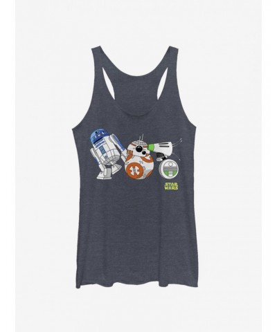 Star Wars Episode IX The Rise Of Skywalker Cartoon Droid Lineup Girls Tank $6.42 Tanks