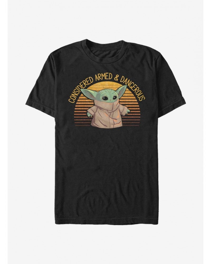 Star Wars The Mandalorian The Child Considered Armed & Dangerous T-Shirt $5.59 T-Shirts