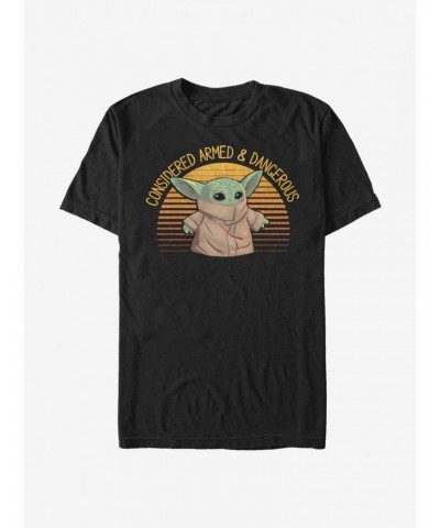 Star Wars The Mandalorian The Child Considered Armed & Dangerous T-Shirt $5.59 T-Shirts